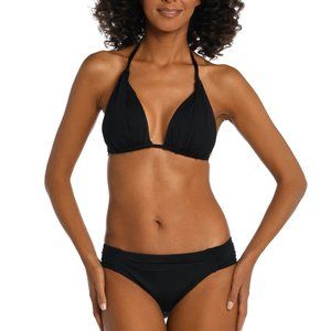La Blanca Swim Island Goddess Halter Triangle Top - Black